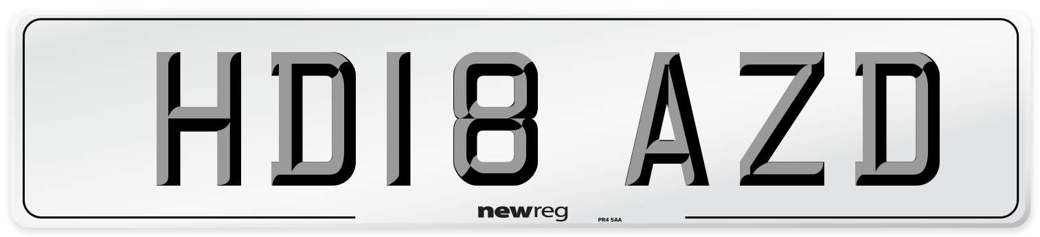 HD18 AZD Number Plate from New Reg